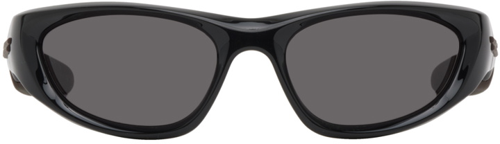 Photo: Bottega Veneta Black Cone Wraparound Sunglasses