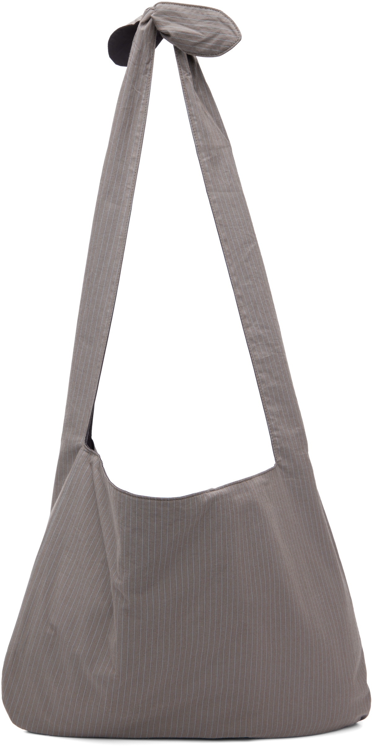 AMOMENTO Gray Stripe Large Shoulder Bag