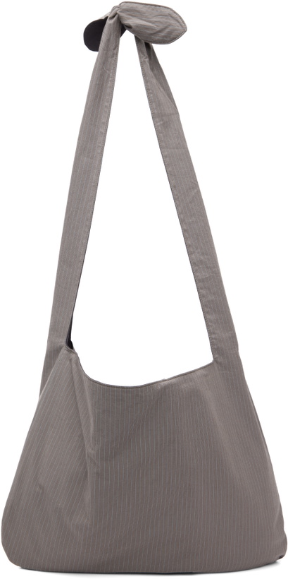 Photo: AMOMENTO Gray Stripe Large Shoulder Bag