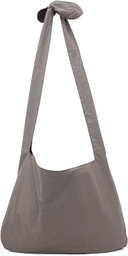 AMOMENTO Gray Stripe Large Shoulder Bag