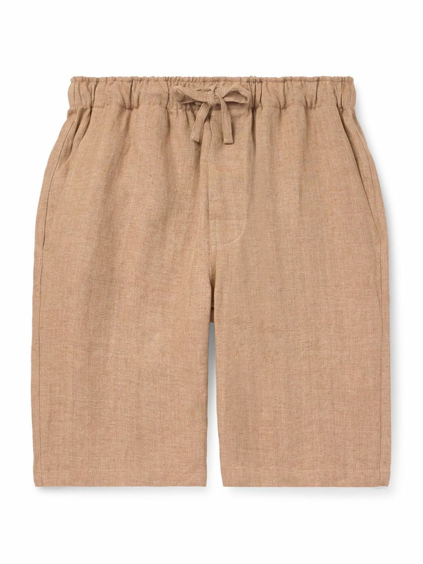 Photo: De Petrillo - Straight-Leg Herringbone Linen Drawstring Shorts - Neutrals