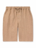 De Petrillo - Straight-Leg Herringbone Linen Drawstring Shorts - Neutrals