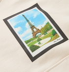 AMI - Eiffel Tower Appliquéd Fleece-Back Cotton-Blend Jersey Hoodie - Neutrals