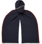 Brunello Cucinelli - Fringed Contrast-Tipped Cashmere Scarf - Blue