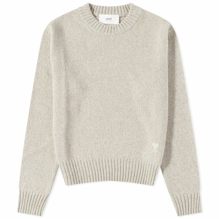 Photo: AMI Paris Men's Tonal Heart Cashmere Crew Knit in Champagne