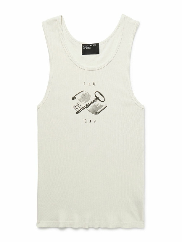 Photo: Enfants Riches Déprimés - Academic Logo-Print Ribbed Cotton Tank Top - White