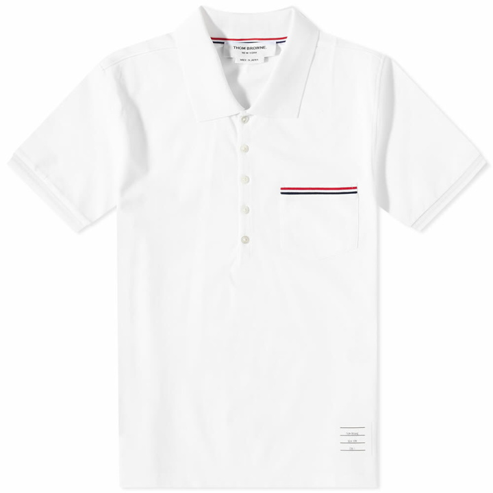 Photo: Thom Browne Men's Mercerised Pique Pocket Polo Shirt in White