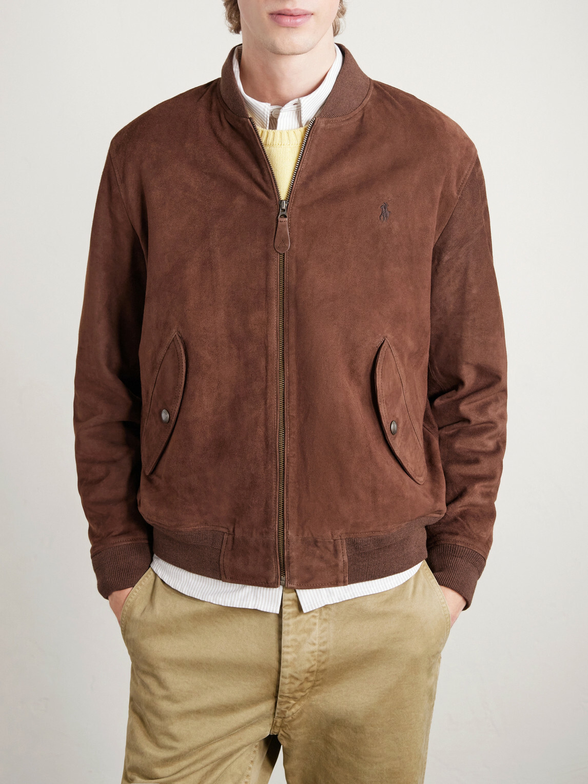 Polo Ralph Lauren - Logo-Embroidered Suede Bomber Jacket - Brown