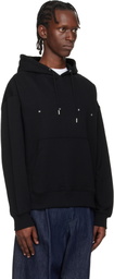 Hugo Black Oversized-Fit Graphic Print Hoodie