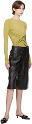 Nanushka Green Izolda Draped Mesh Jersey T-shirt