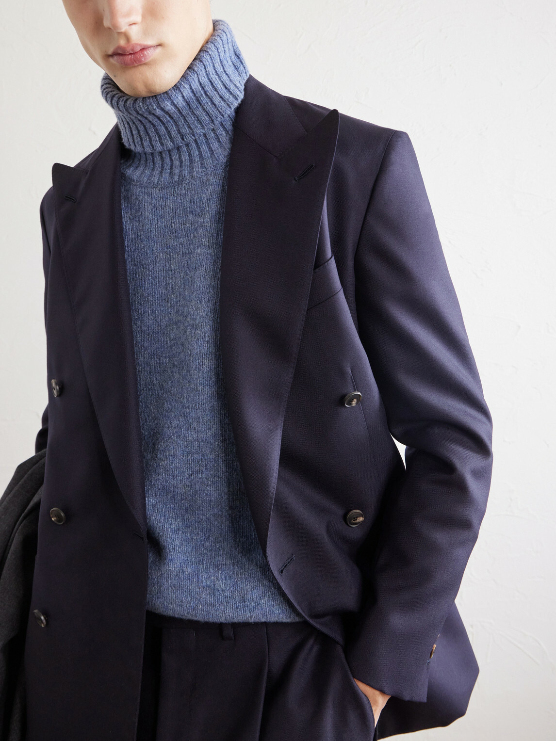 Caruso - Wool Rollneck Sweater - Blue