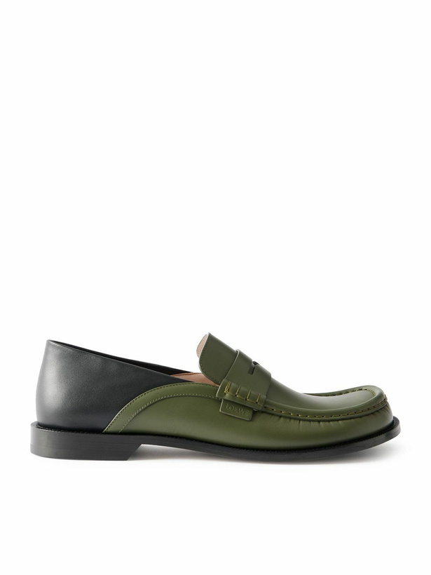 Photo: LOEWE - Campo Collapsible-Heel Leather Penny Loafers - Green