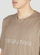 Saint Laurent - Crinkled Logo Print T-Shirt in Beige