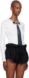 OPEN YY White Ribbon Tie Bodysuit