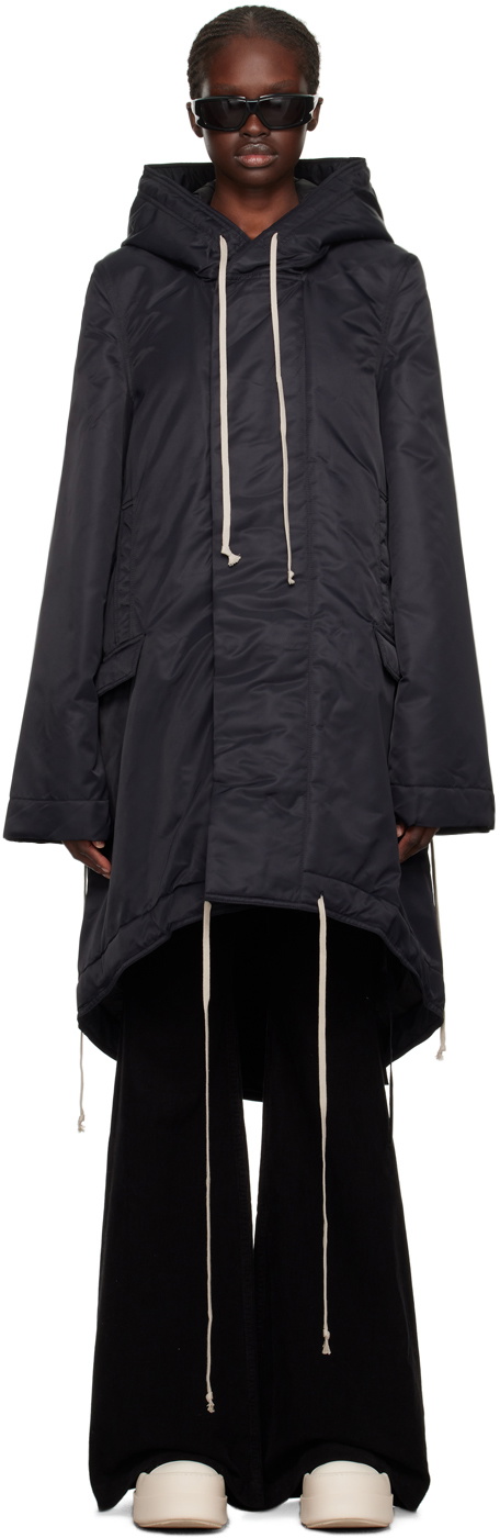 Rick Owens DRKSHDW Black Fishtail Coat Rick Owens Drkshdw