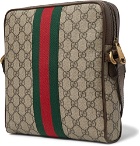 Gucci - Ophidia Leather-Trimmed Monogrammed Coated-Canvas Messenger Bag - Beige