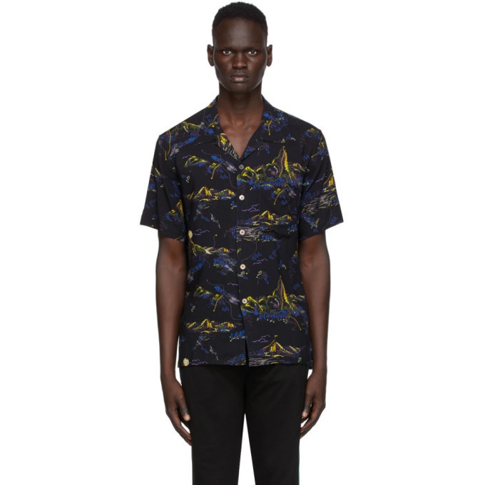 Photo: PS by Paul Smith Black Floral Camp Short Sleeve Shirt