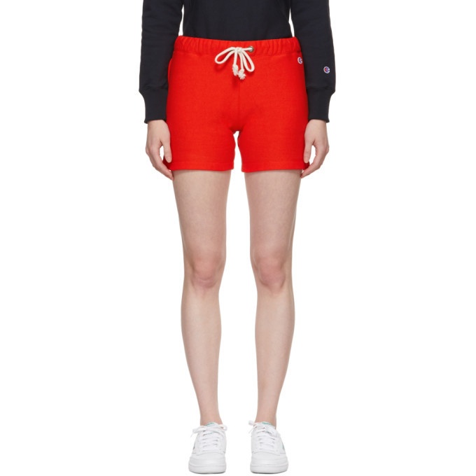 Photo: Champion Reverse Weave Red Small Logo Shorts