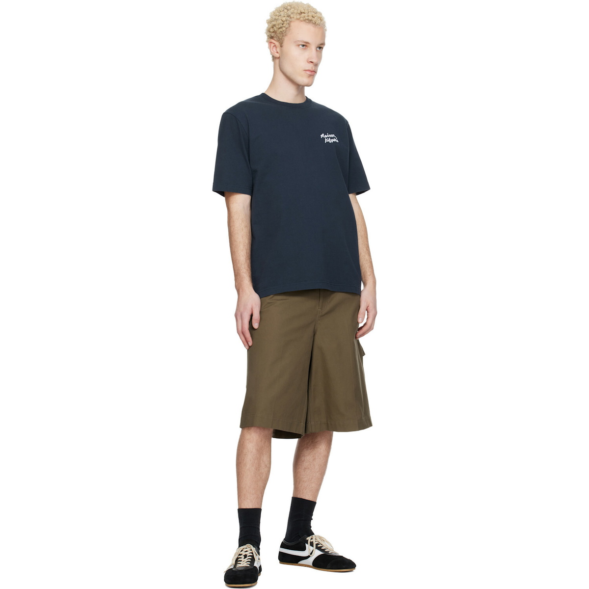 Maison Kitsuné Navy 'Maison Kitsuné' Handwriting Comfort T-shirt