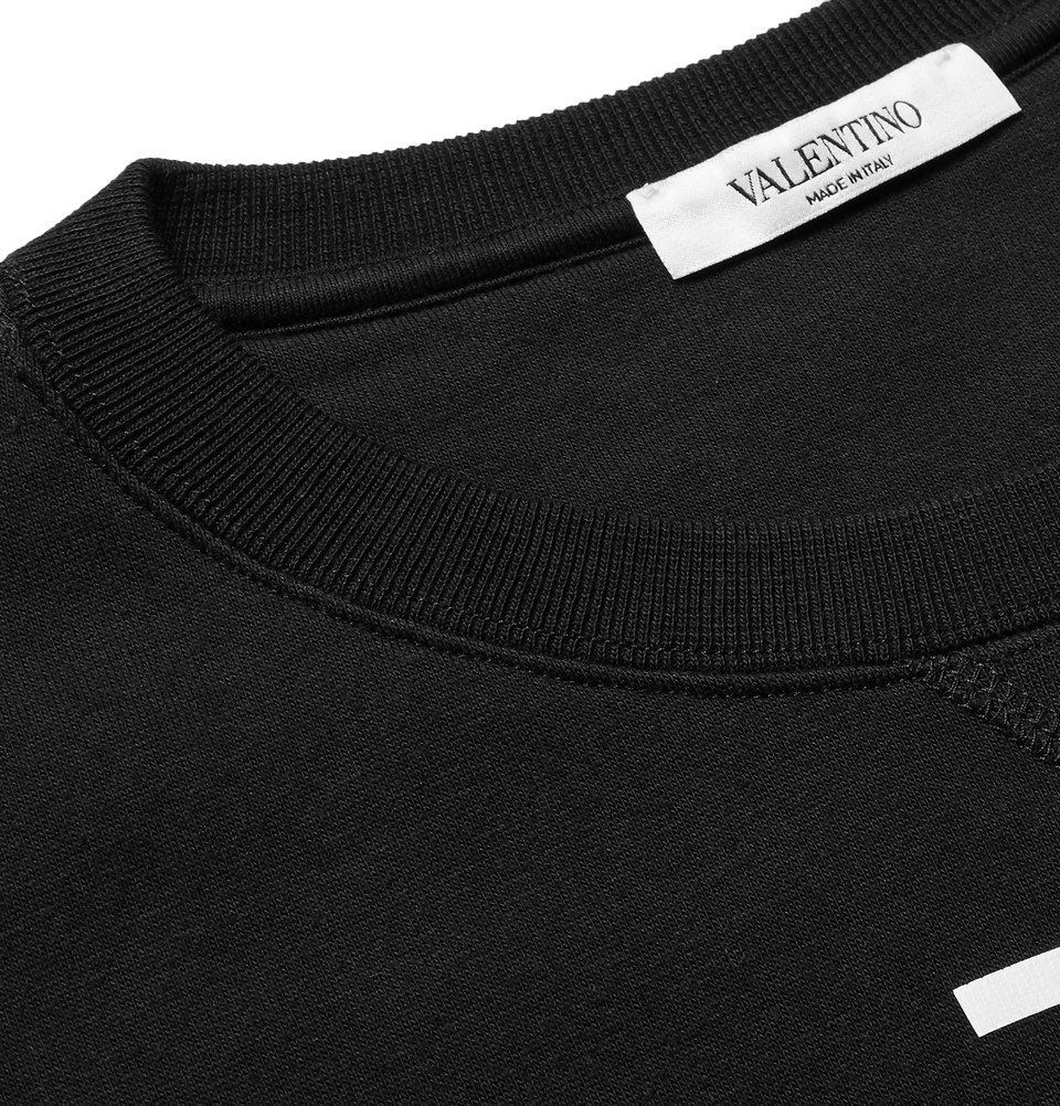 Valentino - Logo-Print Loopback Cotton-Blend Jersey Sweatshirt - Men - Black