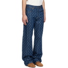Marine Serre Blue Denim Straight Jeans