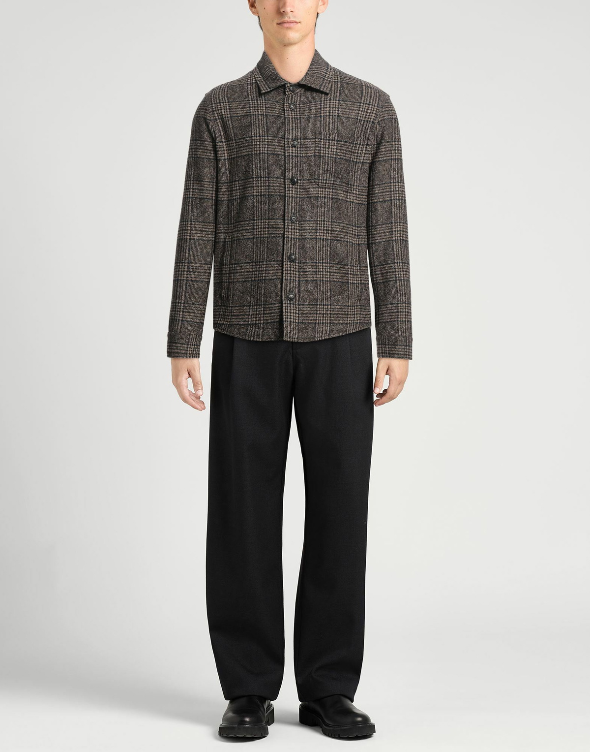 Fedeli Mens Shirt Dark in Brown