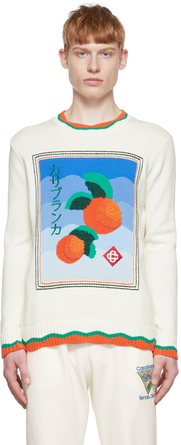 Casablanca White Intarsia Orange Sweater Casablanca