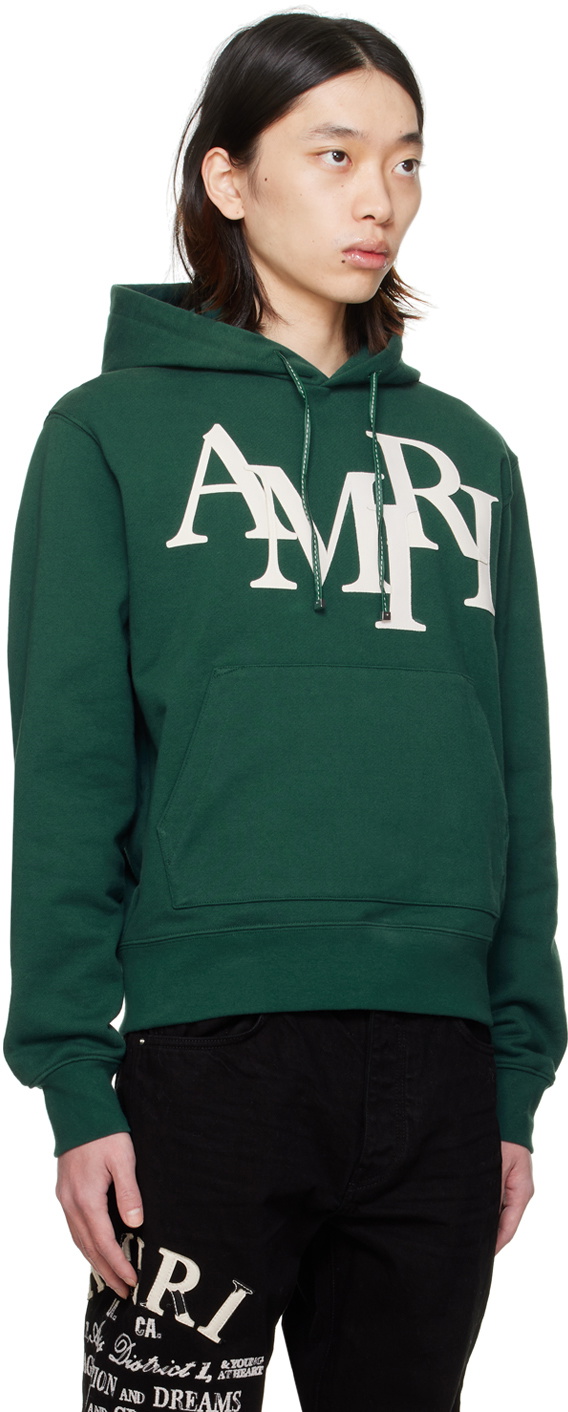 25SS new/AMIRI ロゴコットンジャージーフーディー Hoodie Green Logo cotton jersey hoodie in green - Amiri Kids | Mytheresa