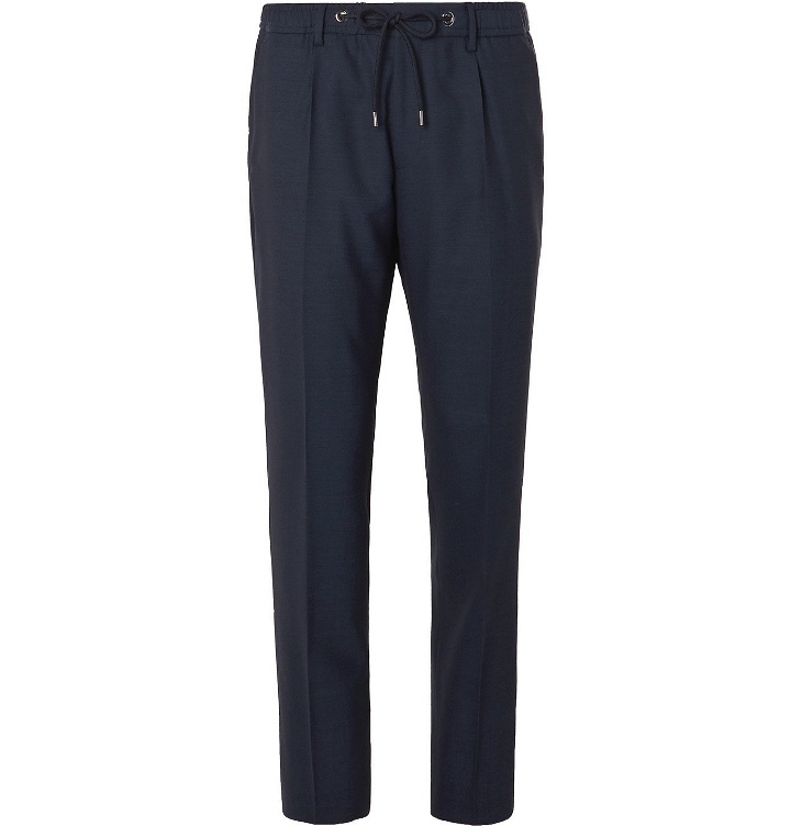 Photo: Hugo Boss - Bardon Slim-Fit Tapered Virgin Wool Drawstring Suit Trousers - Blue