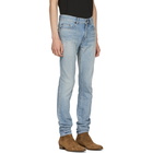 Saint Laurent Blue Worn Low-Rise Skinny Jeans