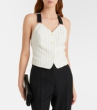 Ralph Lauren Collection Donnella pinstriped cotton, linen and wool bustier top