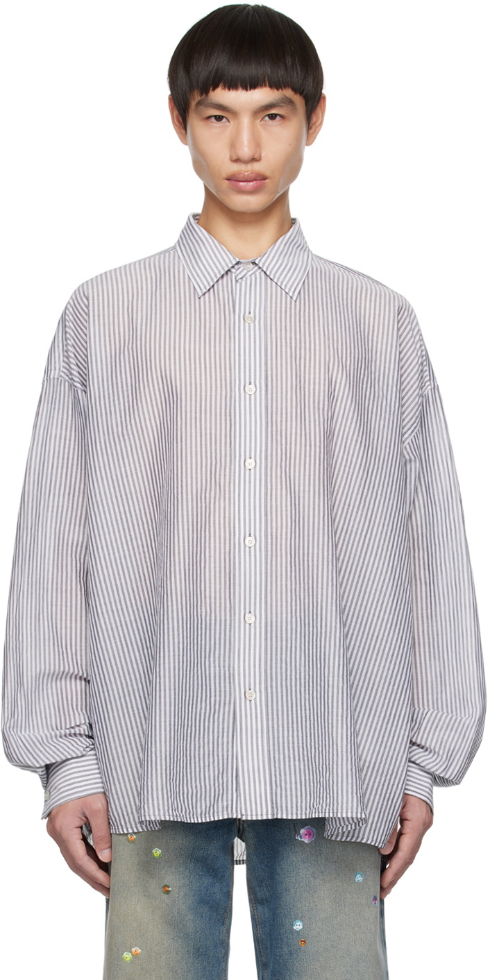 Acne Studios Gray Stripe Shirt Acne Studios