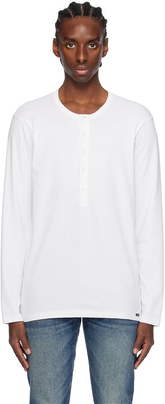 Photo: TOM FORD White Patch Long Sleeve Henley