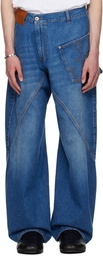 JW Anderson Blue Twisted Workwear Jeans