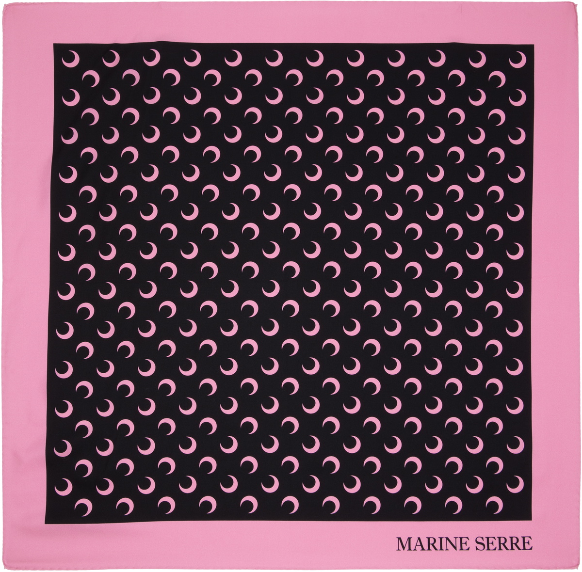 Marine Serre Black & Pink Moon Silk Scarf