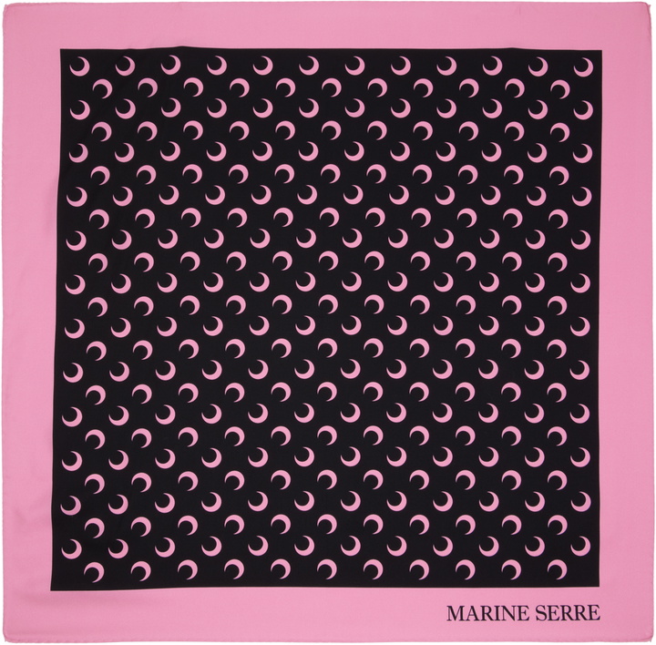 Photo: Marine Serre Black & Pink Moon Silk Scarf