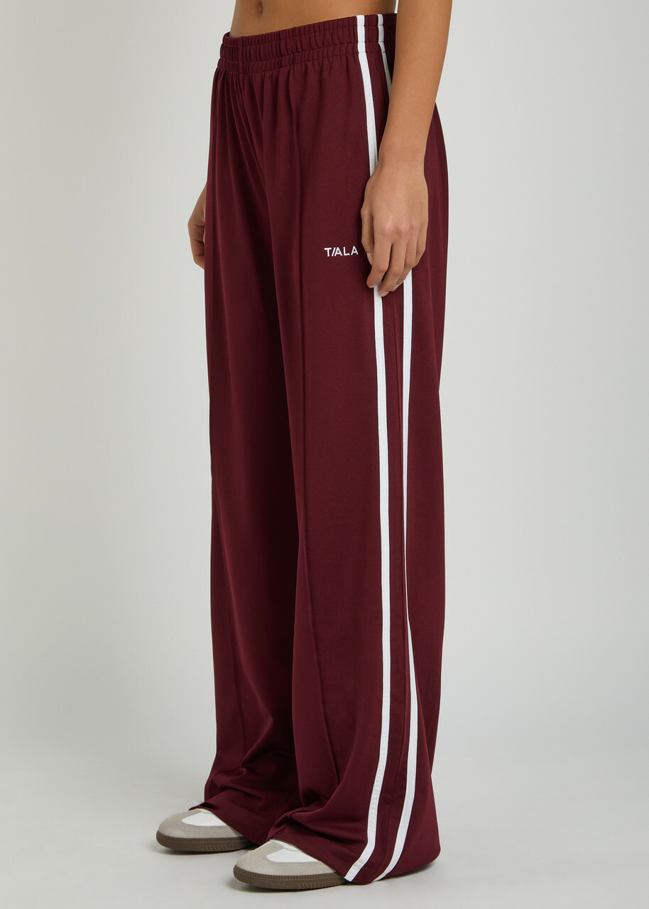 Tala Striped Straight-leg Jersey Sweatpants Dark Red