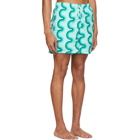 Bather Blue Gradient Wave Pattern Swim Shorts