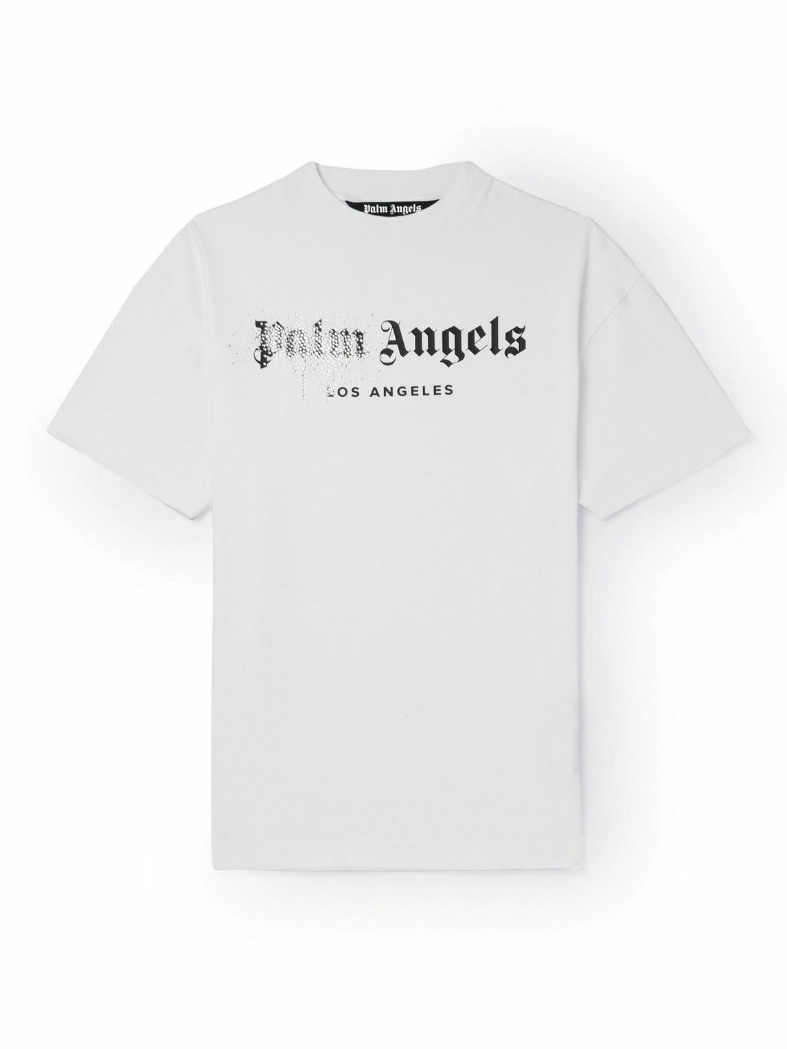 Palm Angels - Logo-Print Crystal-Embellished Cotton-Jersey T-Shirt ...