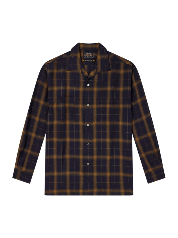 Photo: Beams Plus - Convertible-Collar Checked Woven Shirt - Black