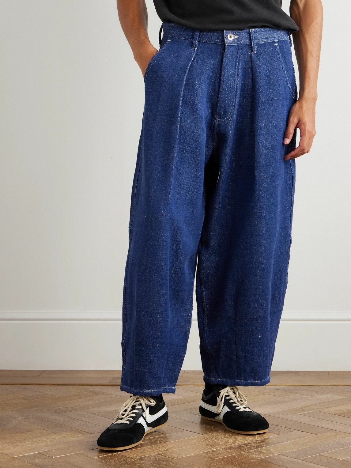 Story mfg. - Lush Wide-Leg Pleated Organic Jeans - Blue