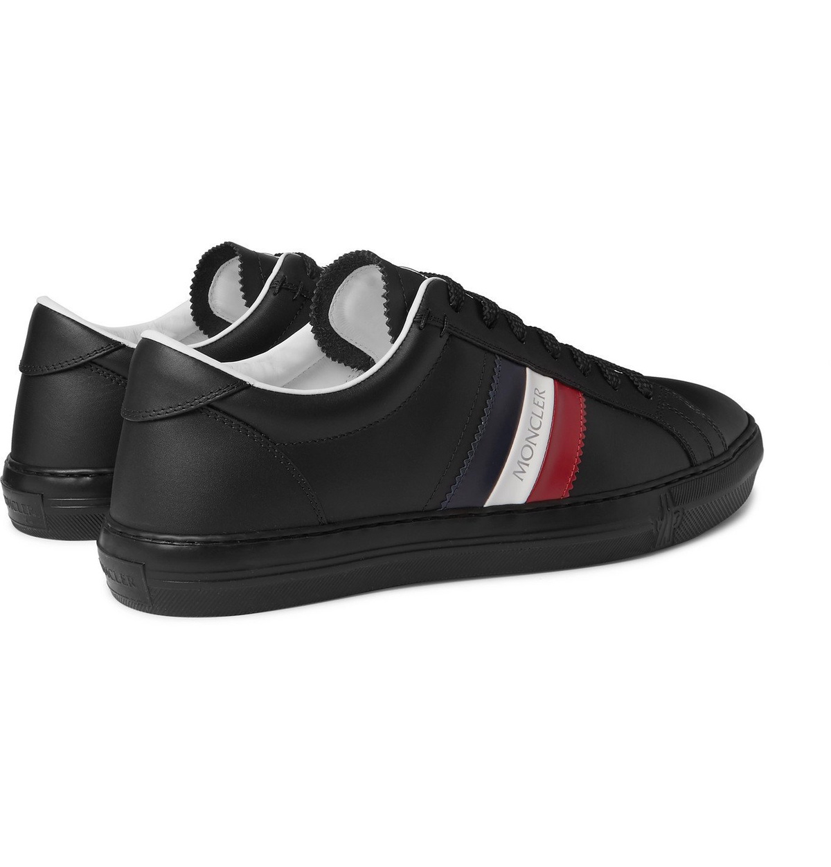 Moncler - New Monaco Striped Leather Sneakers - Black Moncler