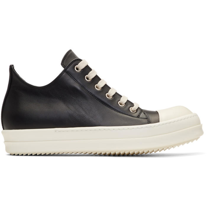 Photo: Rick Owens Black and Off-White Leather Low Sneakers