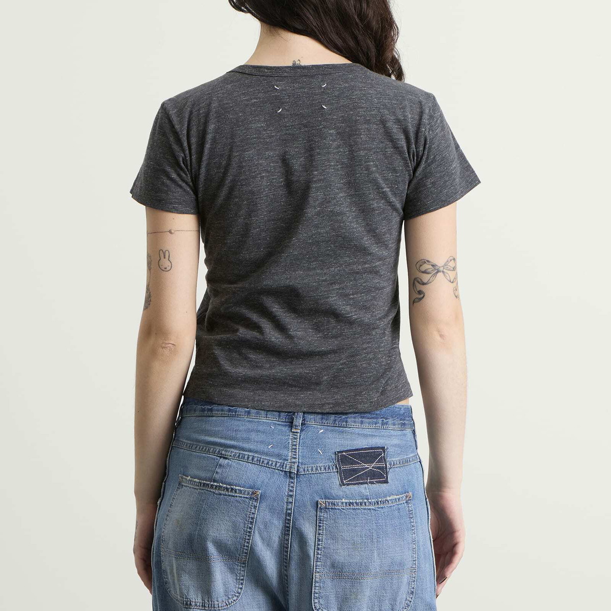 Maison Margiela Women's Bird Fitted T-Shirt in Dark Grey Melange