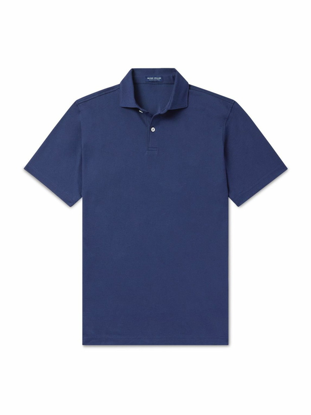 Photo: Peter Millar - Albatross Cotton-Blend Piqué Polo Shirt - Blue