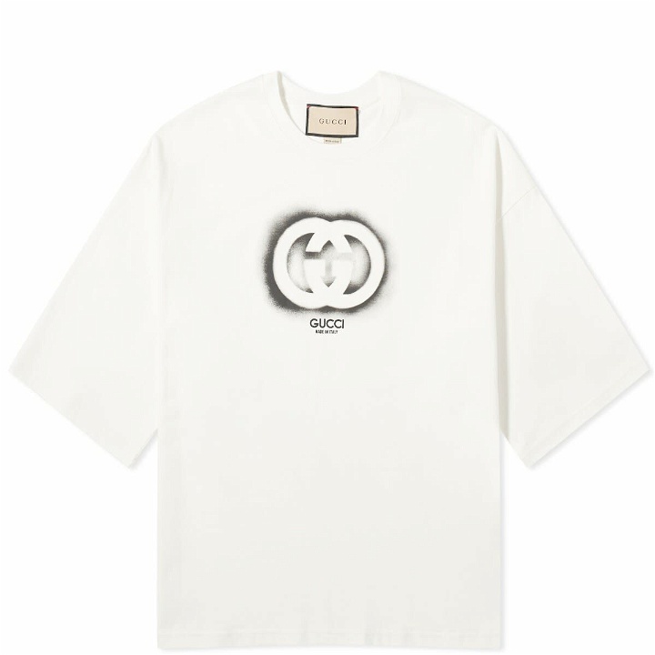 Photo: Gucci Men's Interlocking Sprayed Logo T-Shirt in White