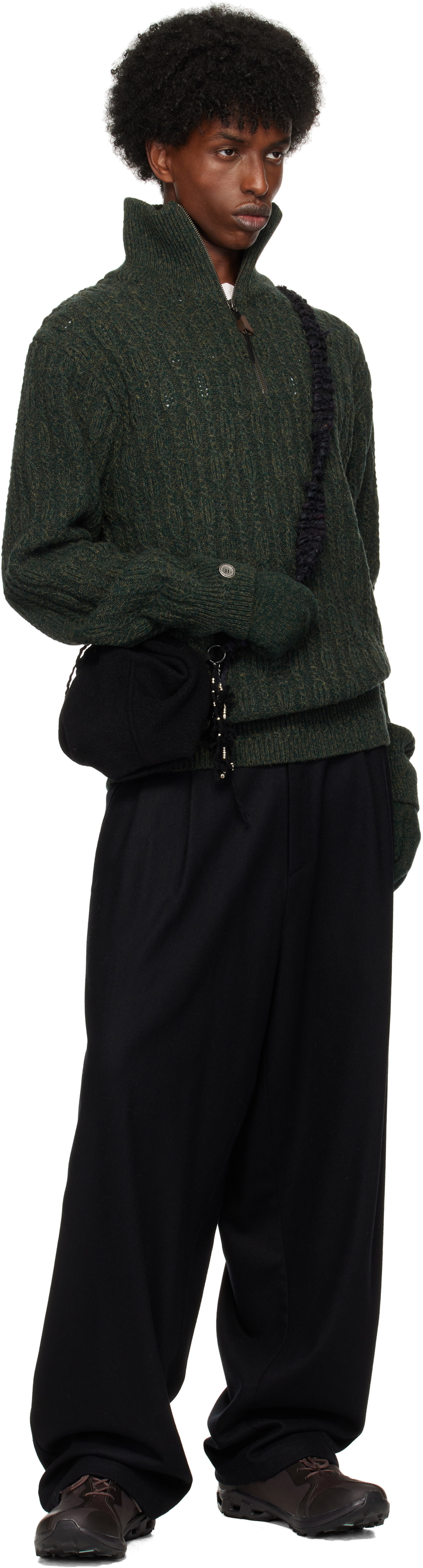 HYEIN SEO Khaki Troyer Knit Sweater & Gloves Set