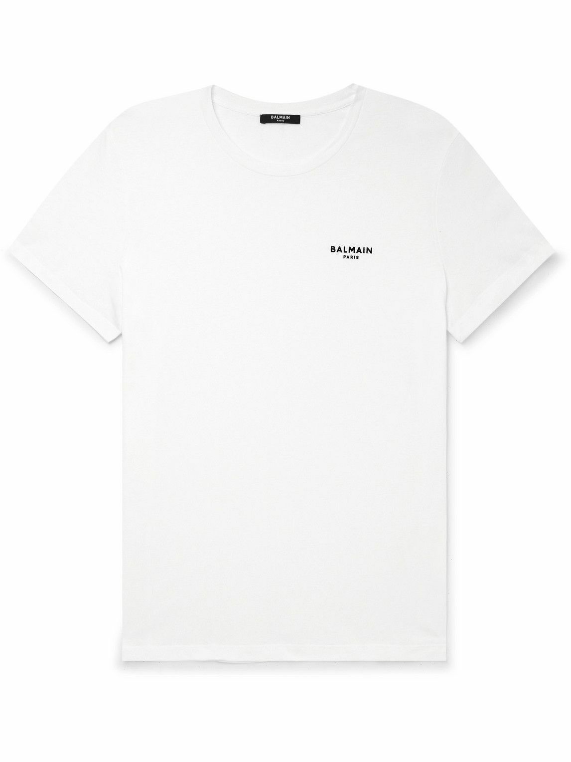 Balmain - Logo-Flocked Cotton-Jersey T-Shirt - White Balmain