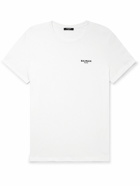 Balmain - Logo-Flocked Cotton-Jersey T-Shirt - White