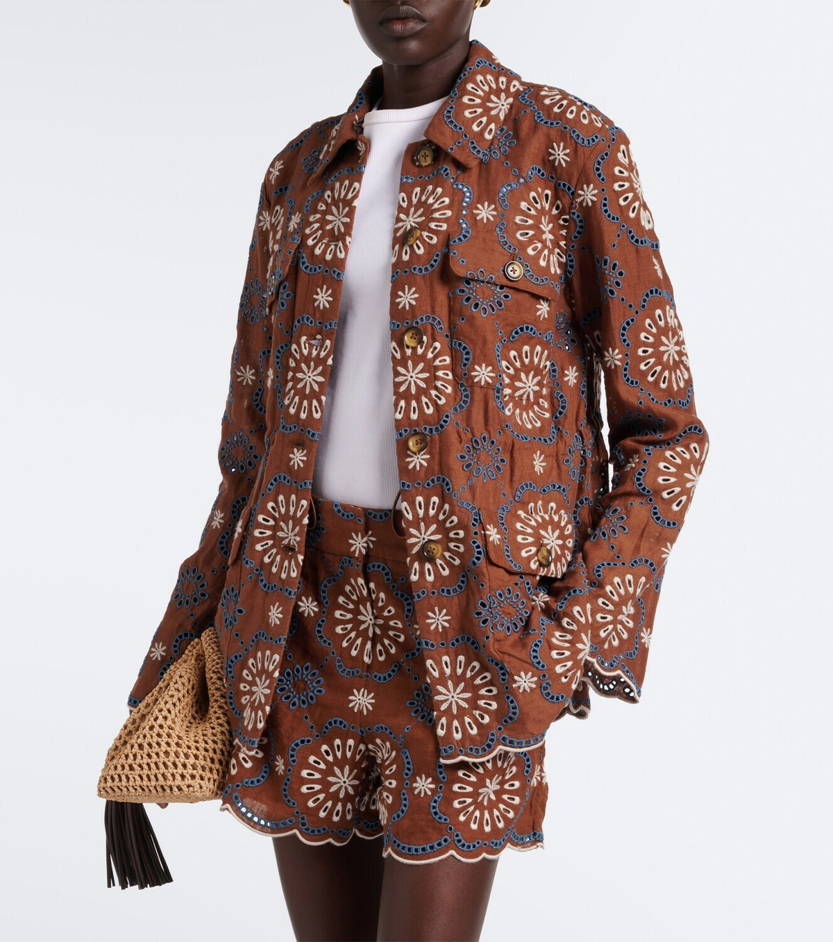 Veronica Beard Kiki broderie anglaise linen jacket